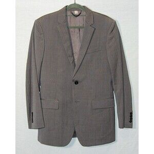 Burberry London Gray Pinstripe Blazer 48R UK / 40R US 100% Virgin Wool Italy
